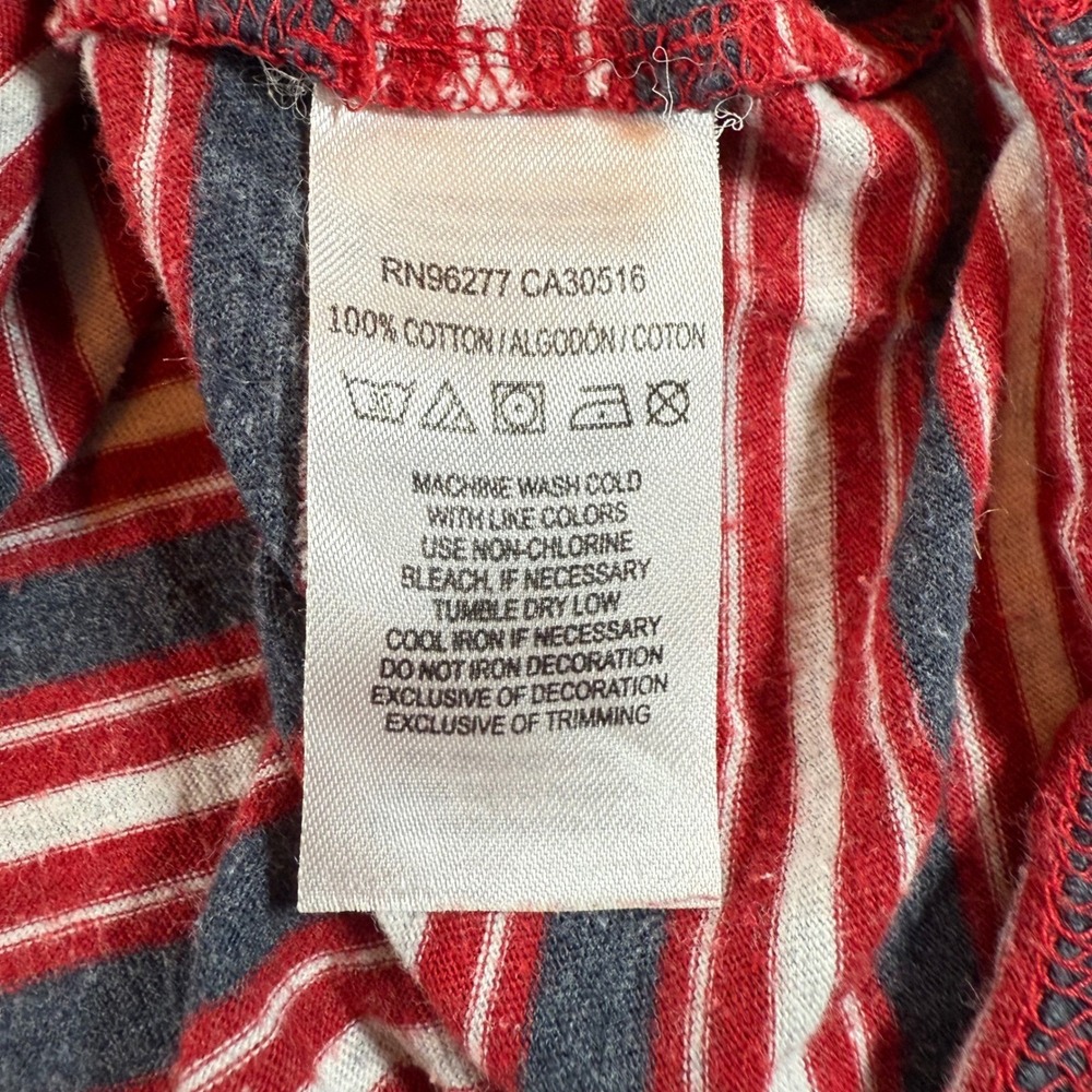 Vans Striped T Shirt Mens Size L Short Sleeve Pocket Tee Burgundy Gray White - Picture 6 of 6